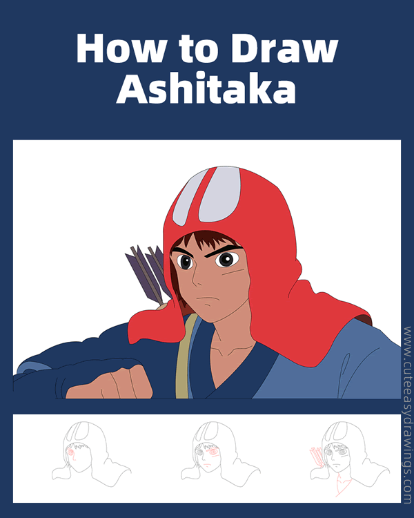 how to draw ashitaka from princess mononoke - www.cuteeasydrawings.com