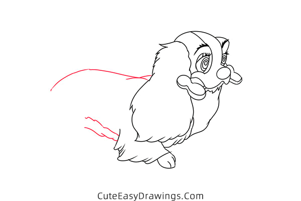 how to draw lady with a bone from lady and the tramp - www.cuteeasydrawings.com