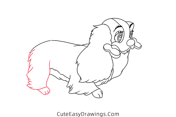 how to draw lady with a bone from lady and the tramp - www.cuteeasydrawings.com