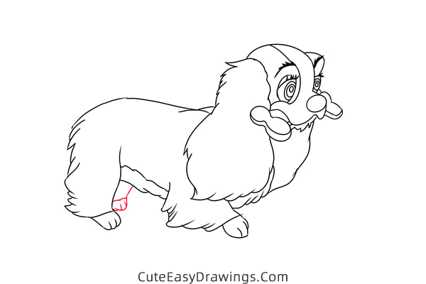 how to draw lady with a bone from lady and the tramp - www.cuteeasydrawings.com