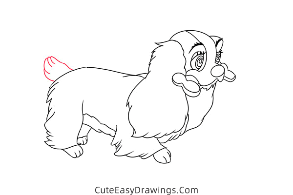 how to draw lady with a bone from lady and the tramp - www.cuteeasydrawings.com