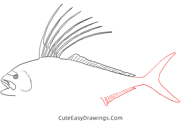 how to draw a roosterfish - www.cuteeasydrawings.com