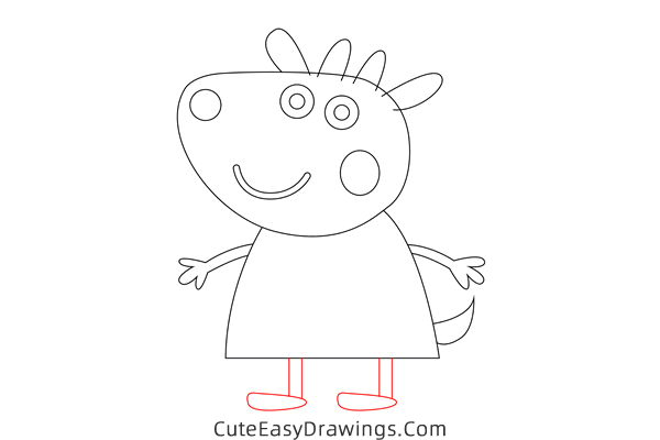 how to draw gabriella goat from peppa pig - www.cuteeasydrawings.com