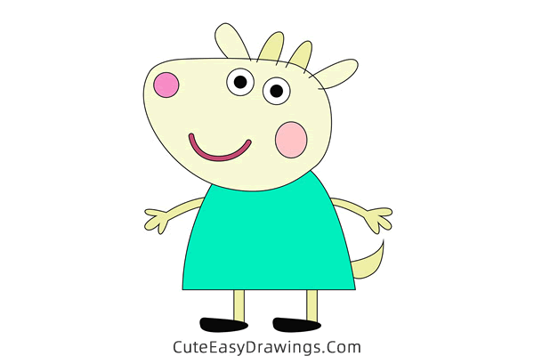 how to draw gabriella goat from peppa pig - www.cuteeasydrawings.com