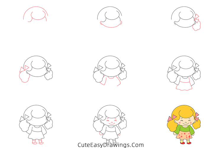 how to draw a girl - www.cuteeasydrawings.com