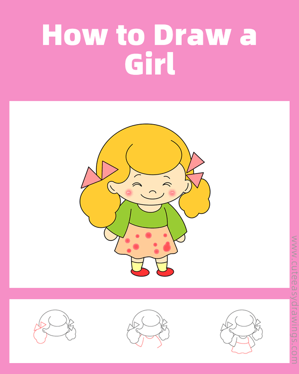 how to draw a girl - www.cuteeasydrawings.com