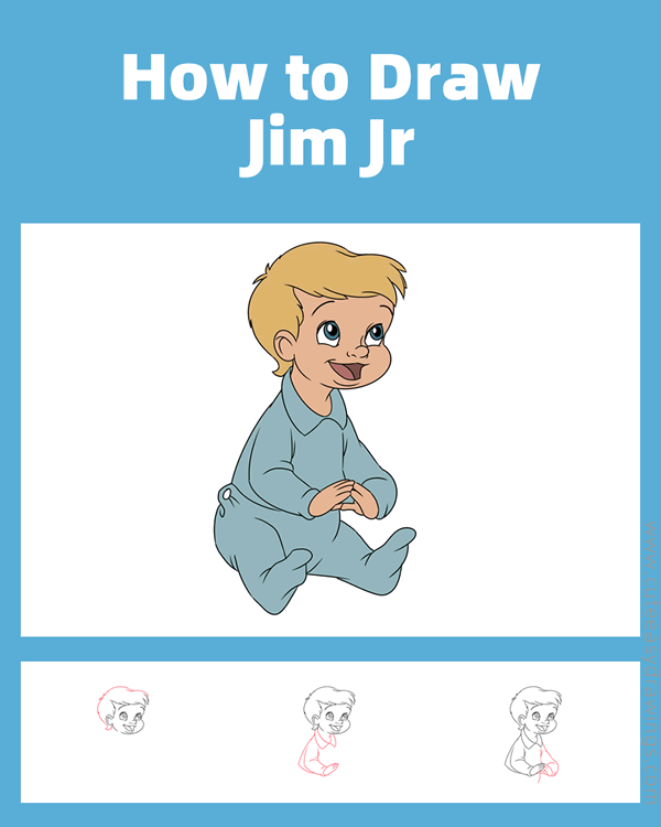how to draw jim jr from lady and the tramp - www.cuteeasydrawings.com