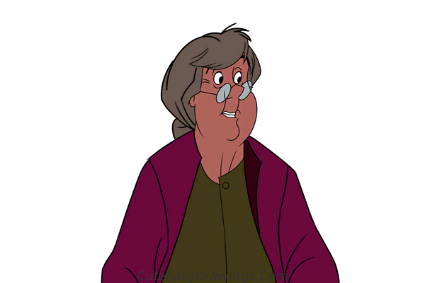 how to draw widow tweed from the fox and the hound - www.cuteeasydrawings.com