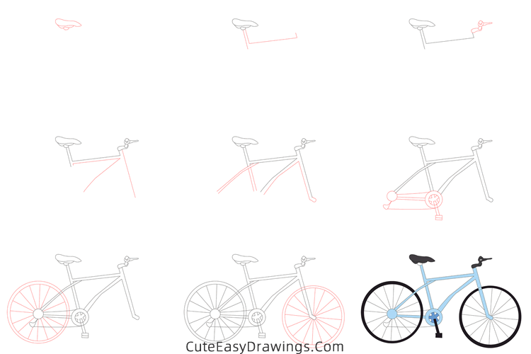 how to draw a mountain bike - www.cuteeasydrawings.com