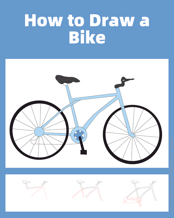 how to draw a mountain bike - www.cuteeasydrawings.com