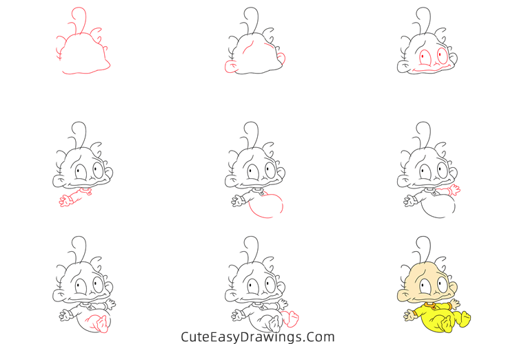 how to draw dil pickles from rugrats in paris - www.cuteeasydrawings.com