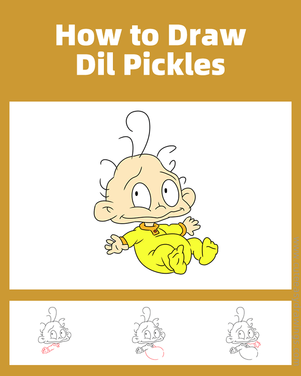 how to draw dil pickles from rugrats in paris - www.cuteeasydrawings.com