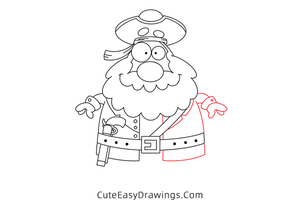 how to draw a pirate - www.cuteeasydrawings.com