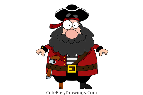 how to draw a pirate - www.cuteeasydrawings.com