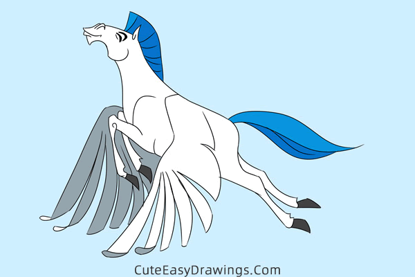 how to draw pegasus from hercules - www.cuteeasydrawings.com