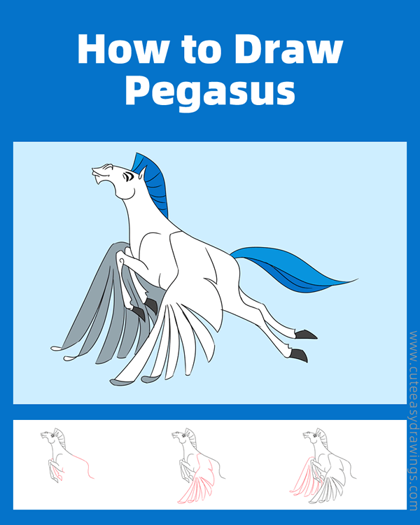 how to draw pegasus from hercules - www.cuteeasydrawings.com