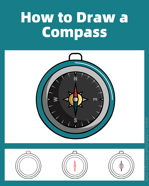 how to draw a compass - www.cuteeasydrawings.com