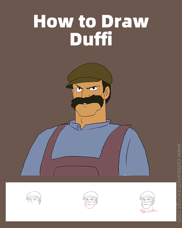 how to draw mr duffi from castle in the sky - www.cuteeasydrawings.com