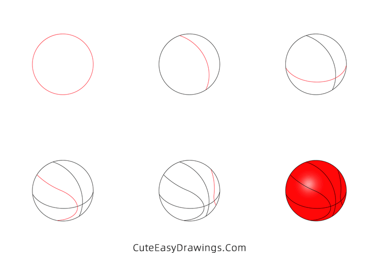 how to draw a basketball - www.cuteeasydrawings.com