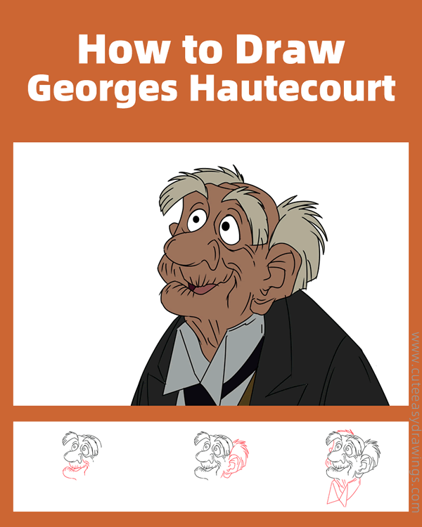 how to draw georges hautecourt from the aristocats - www.cuteeasydrawings.com