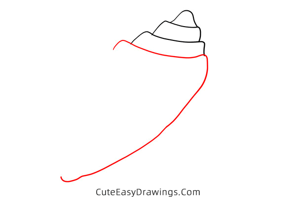 how to draw a conch shell - www.cuteeasydrawings.com