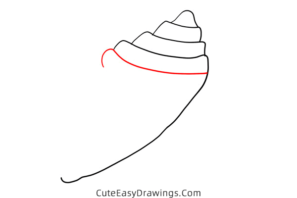 how to draw a conch shell - www.cuteeasydrawings.com