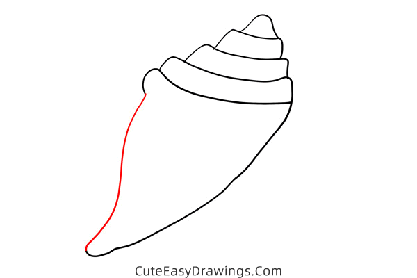 how to draw a conch shell - www.cuteeasydrawings.com