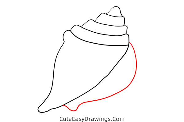 how to draw a conch shell - www.cuteeasydrawings.com