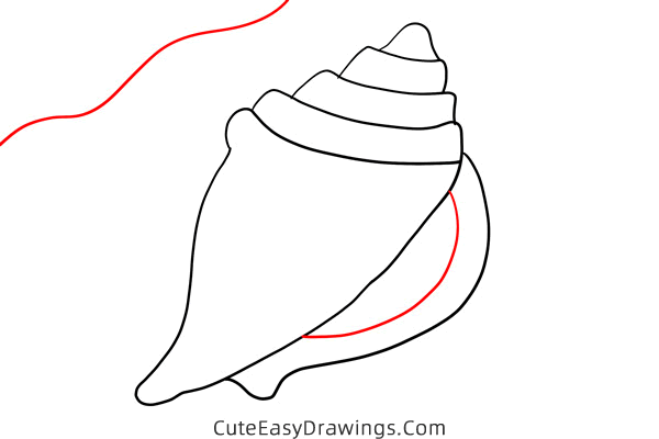 how to draw a conch shell - www.cuteeasydrawings.com