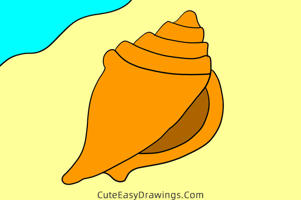 how to draw a conch shell - www.cuteeasydrawings.com