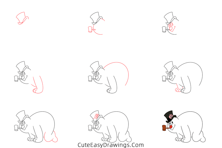 how to draw frosty from frosty the snowman - www.cuteeasydrawings.com