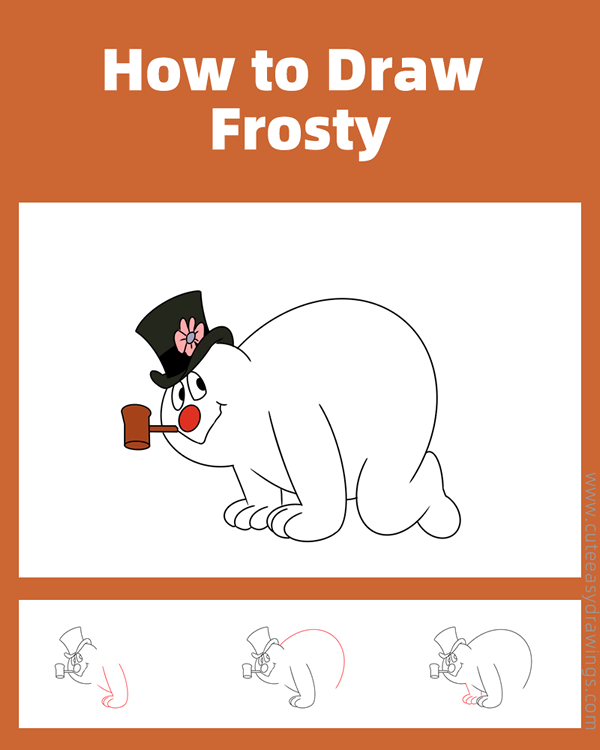 how to draw frosty from frosty the snowman - www.cuteeasydrawings.com