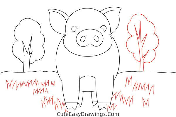 how to draw a pig - www.cuteeasydrawings.com