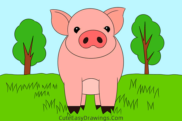 how to draw a pig - www.cuteeasydrawings.com