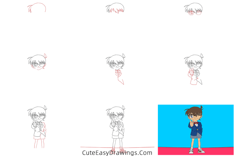 how to draw conan edogawa - www.cuteeasydrawings.com