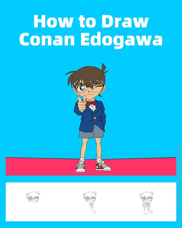 how to draw conan edogawa - www.cuteeasydrawings.com