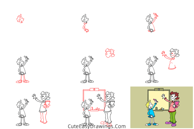 how to draw a classroom scene - www.cuteeasydrawings.com