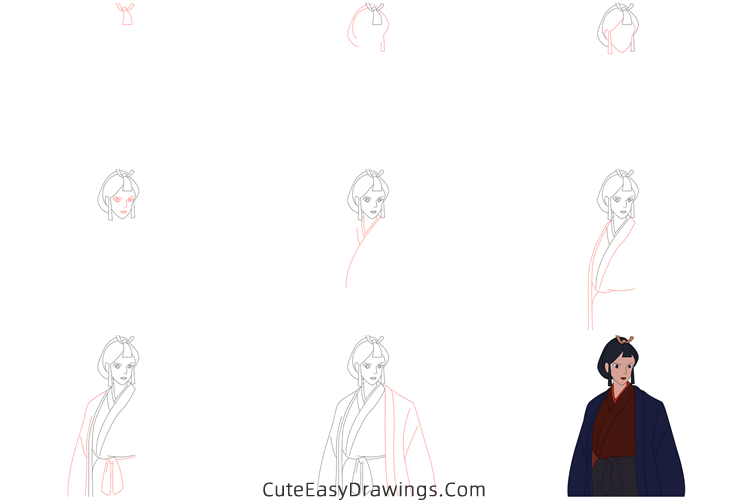 how to draw lady eoshi from princess mononoke - www.cuteeasydrawings.com