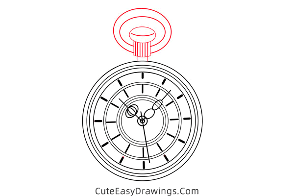 how to draw a pocket watch - www.cuteeasydrawings.com