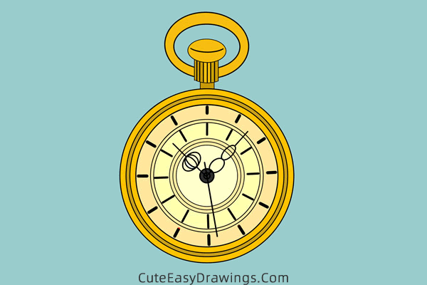 how to draw a pocket watch - www.cuteeasydrawings.com