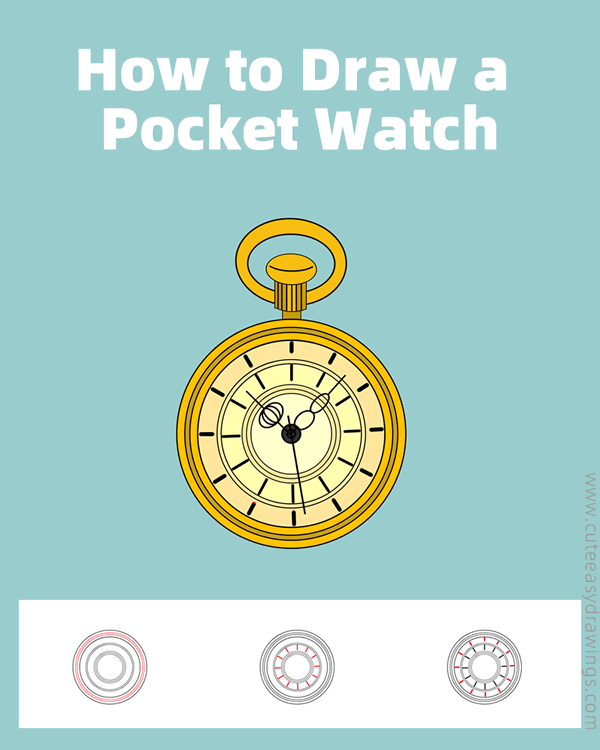 how to draw a pocket watch - www.cuteeasydrawings.com