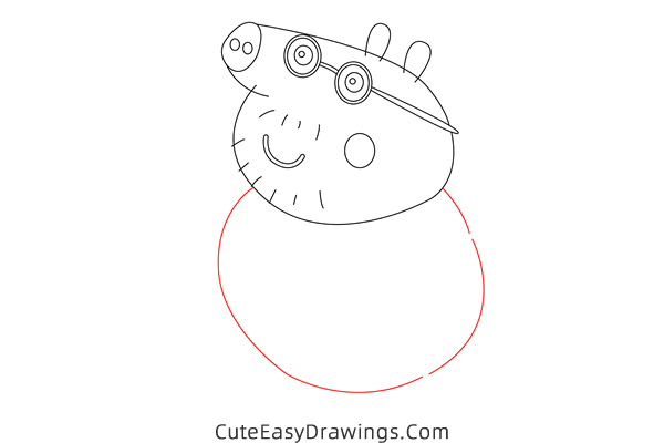 how to draw daddy pig from peppa pig - www.cuteeasydrawings.com