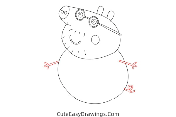 how to draw daddy pig from peppa pig - www.cuteeasydrawings.com