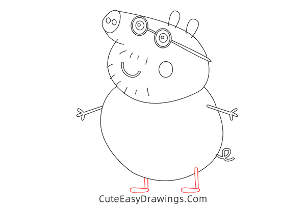 how to draw daddy pig from peppa pig - www.cuteeasydrawings.com