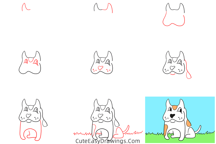 how to draw a dog easy - www.cuteeasydrawings.com