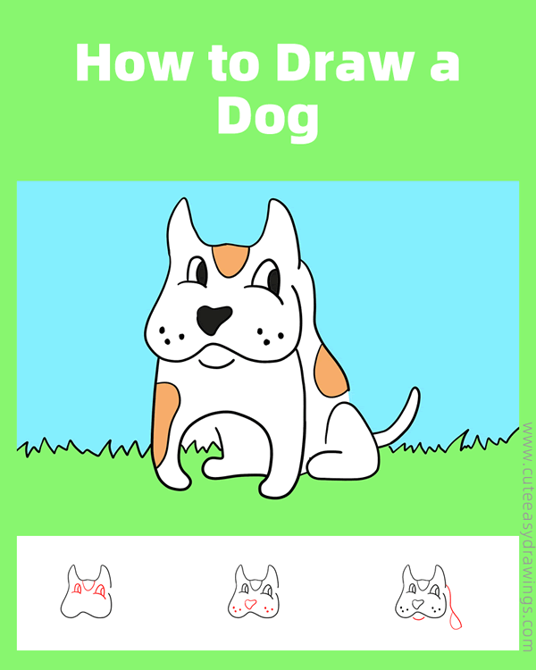 how to draw a dog easy - www.cuteeasydrawings.com