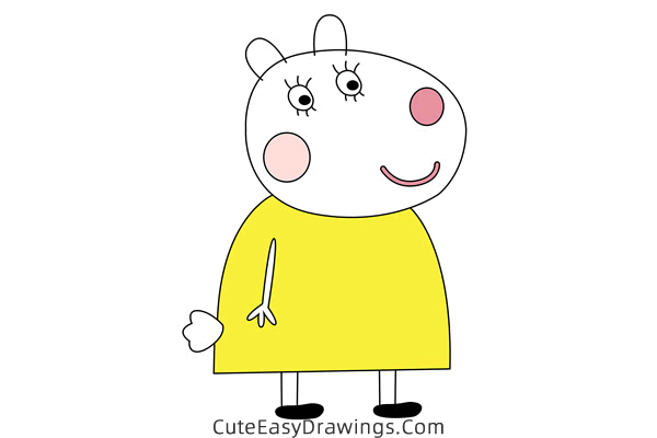 how to draw charlotte sheep from peppa pig - www.cuteeasydrawings.com