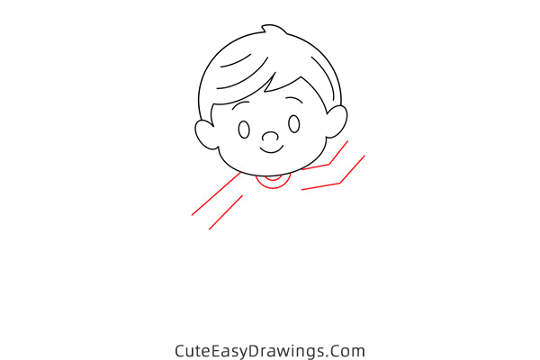 how to draw a boy waving hello - www.cuteeasydrawings.com