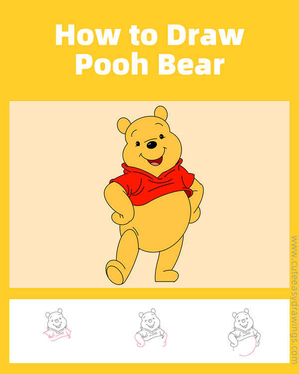 how to draw pooh bear easy - www.cuteeasydrawings.com