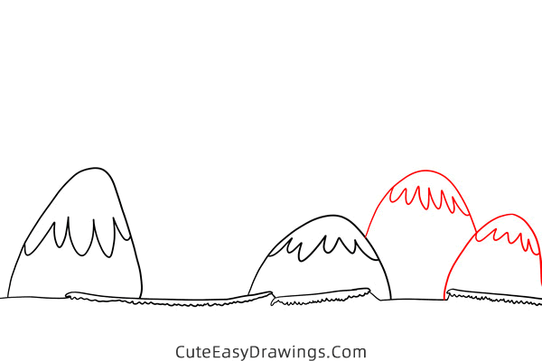 how to draw a mountain landscape - www.cuteeasydrawings.com